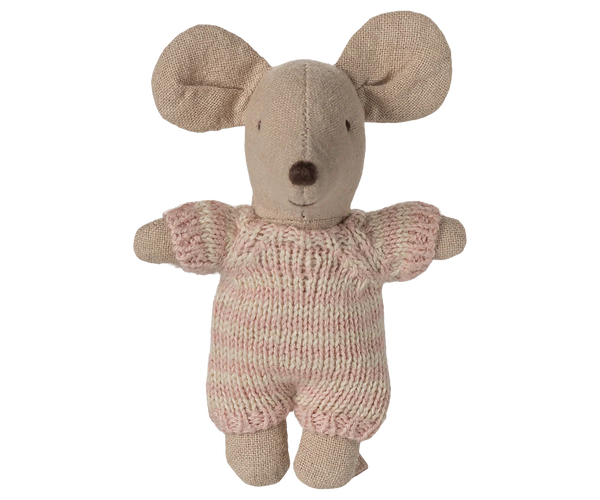 Baby mouse in carry cot -Rose