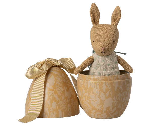 Easter egg with micro rabbit, Small - Cream yellow - Where The Sidewalk Ends Toy Shop