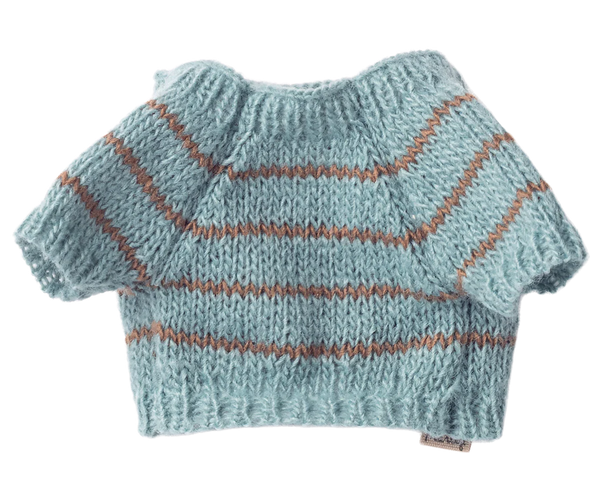 Puppy supply, Small, Knitted sweater - Dusty blue - Where The Sidewalk Ends Toy Shop