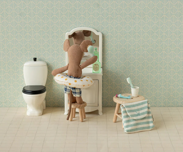 Toothbrush set in bag, Mouse - Blue Stripe - Where The Sidewalk Ends Toy Shop