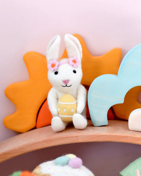 Felt Rabbit with Easter Egg - Where The Sidewalk Ends Toy Shop