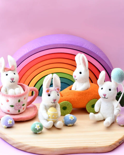 Felt Rabbit in Tea Cup Toy - Where The Sidewalk Ends Toy Shop
