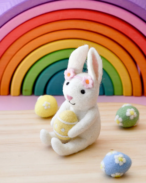Felt Rabbit with Easter Egg - Where The Sidewalk Ends Toy Shop