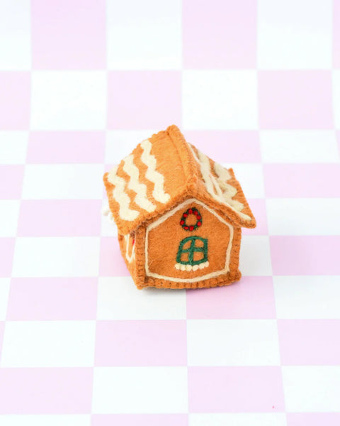 Felt Gingerbread House - Green Windows - Where The Sidewalk Ends Toy Shop
