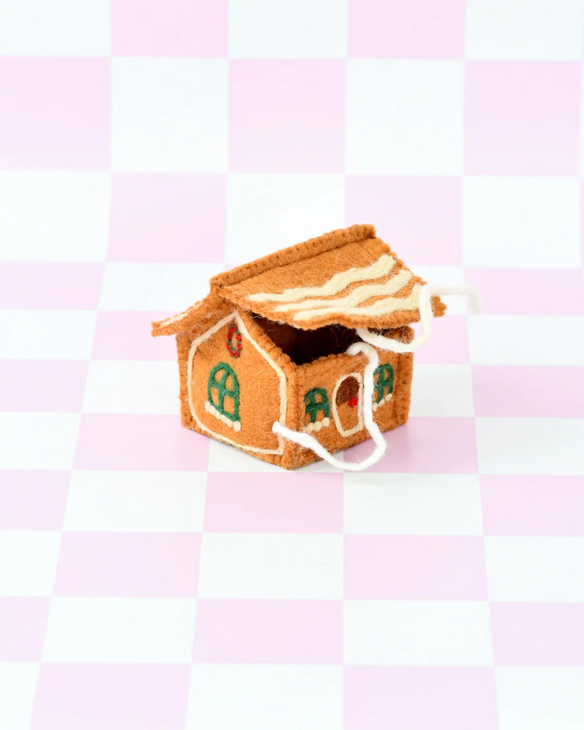 Felt Gingerbread House - Green Windows - Where The Sidewalk Ends Toy Shop
