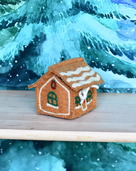 Felt Gingerbread House - Green Windows - Where The Sidewalk Ends Toy Shop