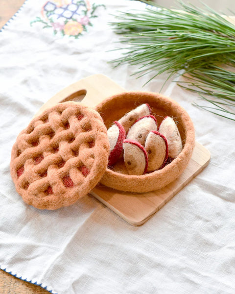 Felt Apple Pie Play Food Set - Where The Sidewalk Ends Toy Shop