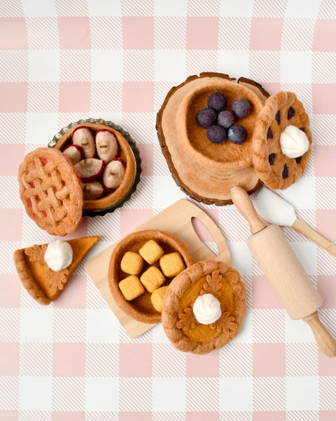Felt Apple Pie Play Food Set - Where The Sidewalk Ends Toy Shop