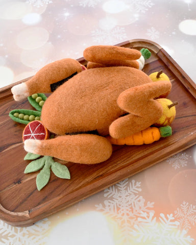 Felt Roast Turkey Play Food Set - Where The Sidewalk Ends Toy Shop