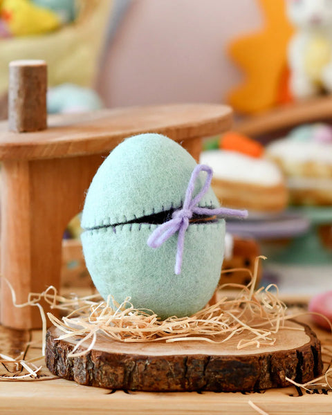 Felt Surprise Egg with Brown Bunny Inside - Where The Sidewalk Ends Toy Shop