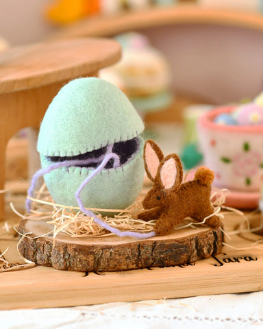 Felt Surprise Egg with Brown Bunny Inside - Where The Sidewalk Ends Toy Shop