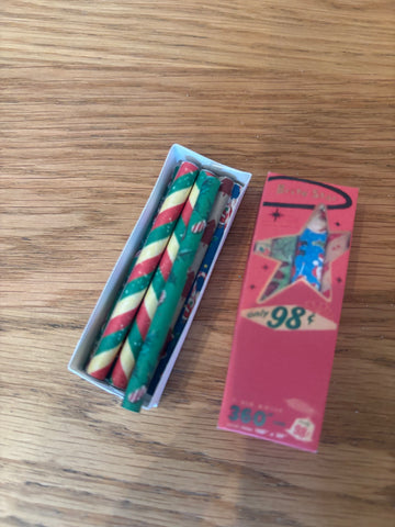 Miniature Christmas Wrapping Station, Dollhouse Vintage Christmas Wrap, 1:12