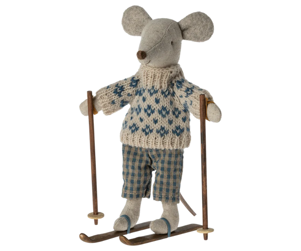 Winter Mouse with Ski Set, Dad - Where The Sidewalk Ends Toy Shop