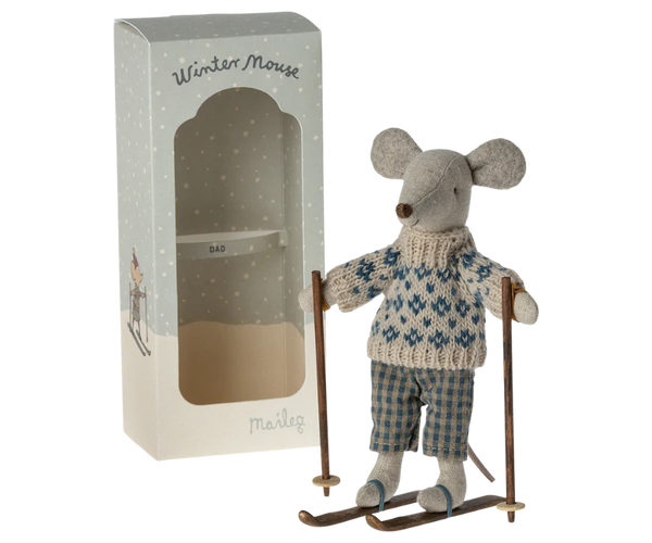 Winter Mouse with Ski Set, Dad - Where The Sidewalk Ends Toy Shop