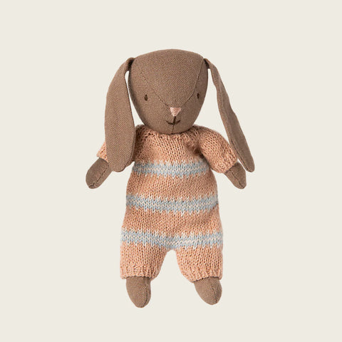 Bunny, Micro - Brown - Dusty rose knitted suit