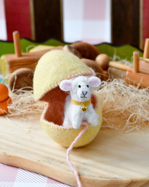 Felt Surprise Egg with Lamb Inside - Where The Sidewalk Ends Toy Shop