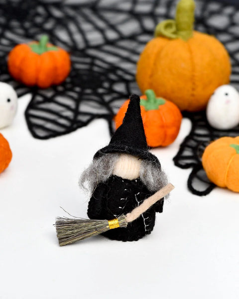 Felt Grand High Witch with Broom Peg Doll - Where The Sidewalk Ends Toy Shop