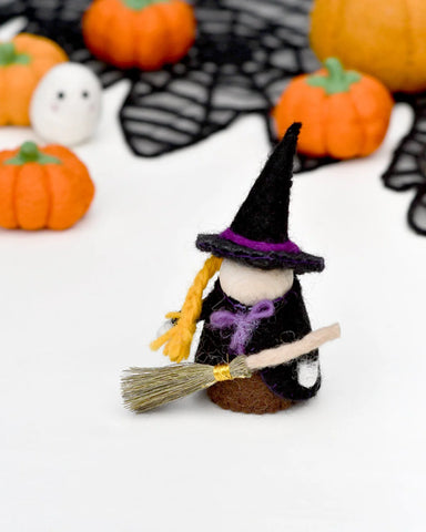 Felt Witch with Broom Peg Doll - Where The Sidewalk Ends Toy Shop