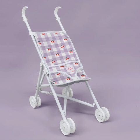 Stroller For Doll - Violet Gingham + Cherries