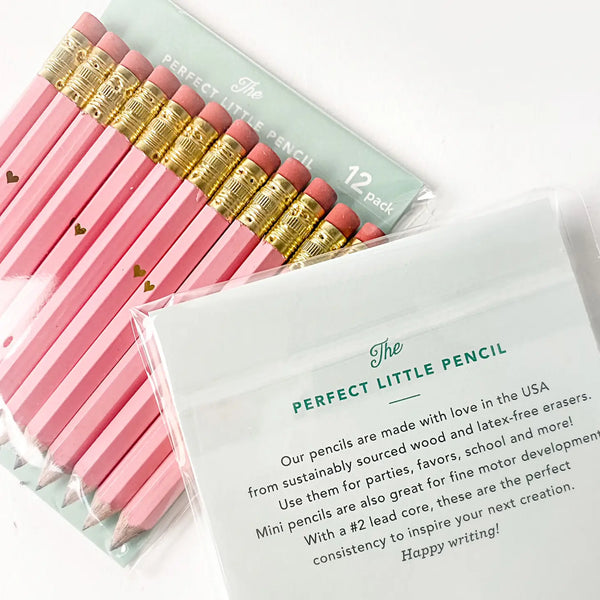 Mini Pencils - Gold Heart/Pink - Where The Sidewalk Ends Toy Shop