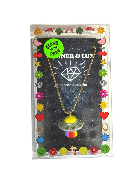 Glow in the Dark Ufo Necklace - Where The Sidewalk Ends Toy Shop