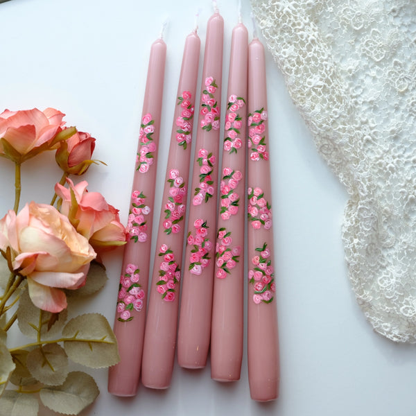 Hand Painted Candle - Rose- - Where The Sidewalk Ends Toy Shop