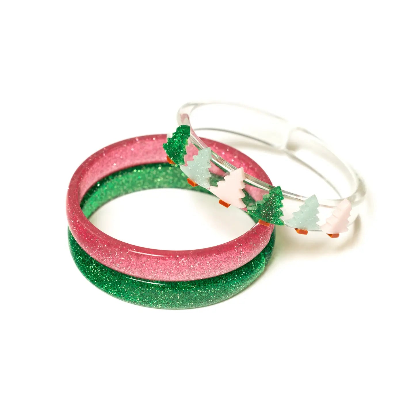 Hol-Multi Christmas Tree Glitter Pink + Green Bangle Set - Where The Sidewalk Ends Toy Shop