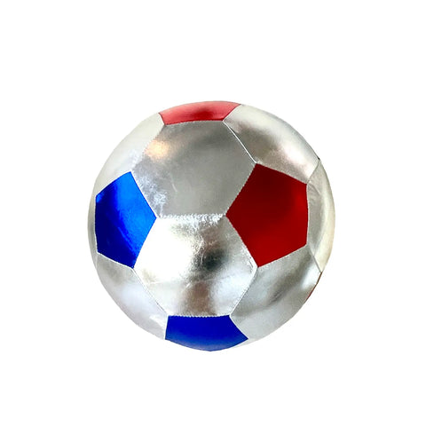 Blue/White/Red Inflatable Fabric Soccer Ball, Diameter 22 cm - Where The Sidewalk Ends Toy Shop