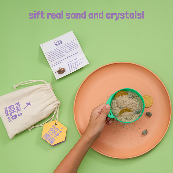 Fool's Gold Mining Kit - Sift Real Sand and Crystals! - Where The Sidewalk Ends Toy Shop