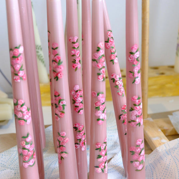 Hand Painted Candle - Rose- - Where The Sidewalk Ends Toy Shop