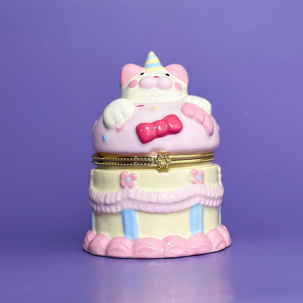 Birthday Cake Bear Hand Painted Trinket Box - Where The Sidewalk Ends Toy Shop