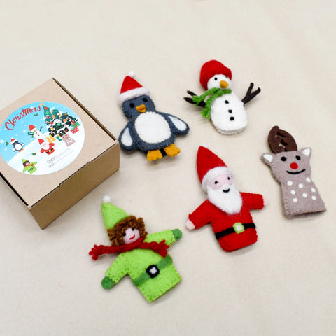 Christmas Santa, Finger Puppet Set - Where The Sidewalk Ends Toy Shop