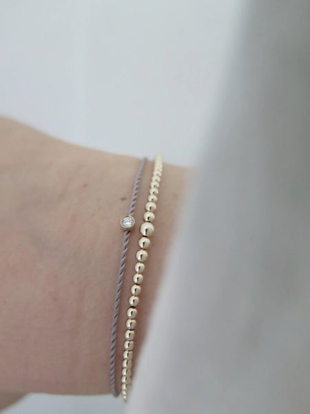 Solitaire Diamond Cord Bracelet- Grey Cord - Where The Sidewalk Ends Toy Shop