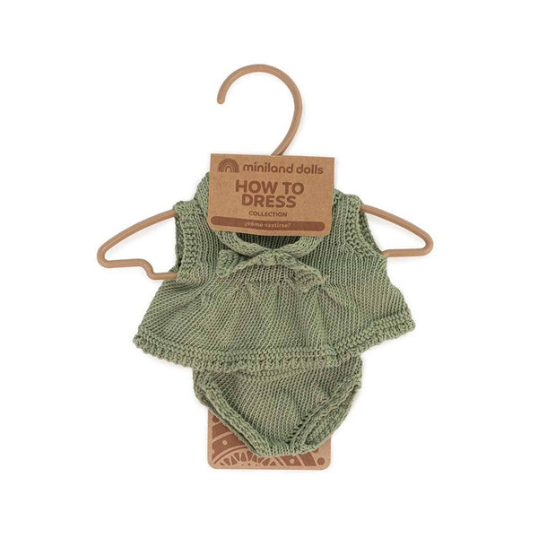 Knitted Doll Outfit 8 1/4” inch - Dress & headband - Where The Sidewalk Ends Toy Shop