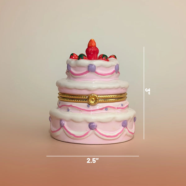Strawberry Birthday Cake Hand Painted Trinket Box - Where The Sidewalk Ends Toy Shop