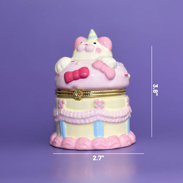 Birthday Cake Bear Hand Painted Trinket Box - Where The Sidewalk Ends Toy Shop
