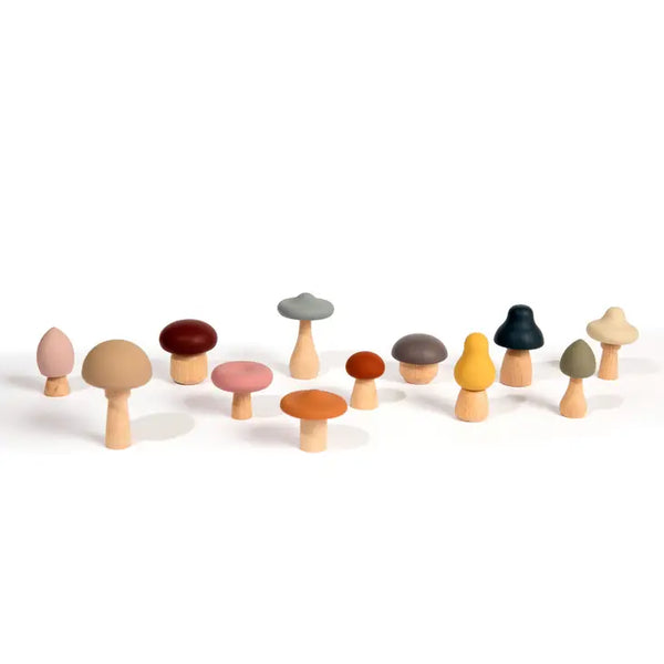 Wood + Silicone Mushroom Sorting Set - Where The Sidewalk Ends Toy Shop