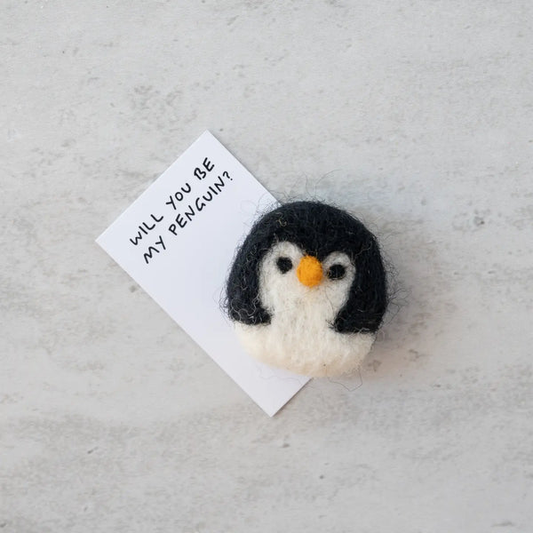 You're Flippin' Fantastic Wool Felt Penguin in A Matchbox