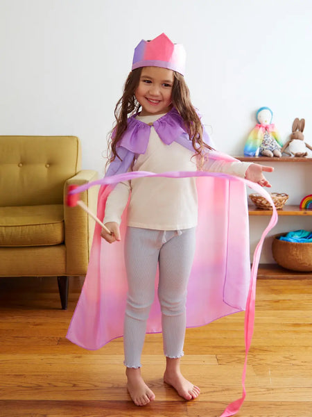 Pink & Purple Silk & Wood Streamer - Wand For Pretend Play - Where The Sidewalk Ends Toy Shop