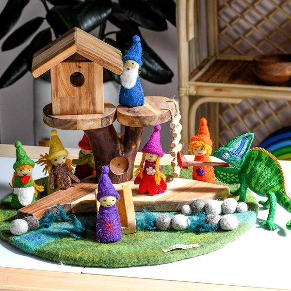 Rainbow Colourful Gnomes Finger Puppet Set - Where The Sidewalk Ends Toy Shop