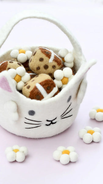 Felt Easter Egg Hunt Basket (White Bunny) - Where The Sidewalk Ends Toy Shop