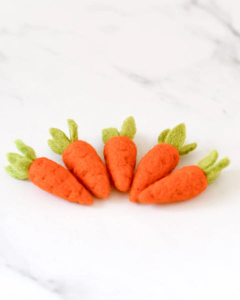 Felt Carrots - 5 Orange Carrots - Where The Sidewalk Ends Toy Shop