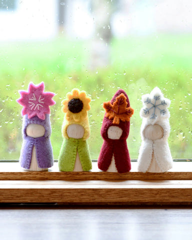 Four Seasons Peg Dolls Set - Spring, Summer, Autumn and Winter - Where The Sidewalk Ends Toy Shop