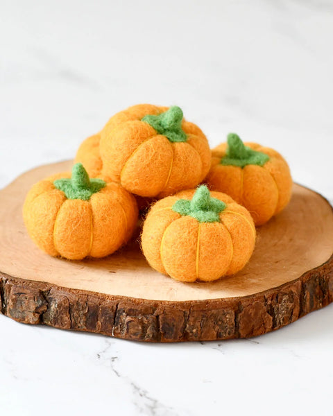 Felt Pumpkins (Orange Coloured)- 5 Pumpkins - Where The Sidewalk Ends Toy Shop
