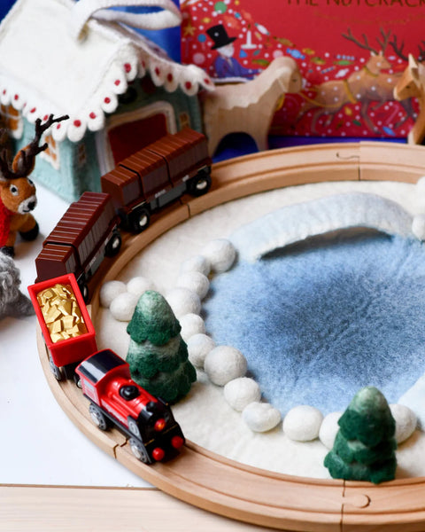 Felt Round Snow Ice Rink Play Mat Playscape - Where The Sidewalk Ends Toy Shop