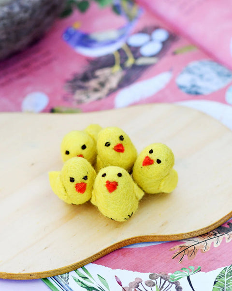 Felt Yellow Chicks (Set of 5) - Where The Sidewalk Ends Toy Shop