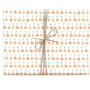 Cupcake Happy Birthday Gift Wrap Sheet - Where The Sidewalk Ends Toy Shop