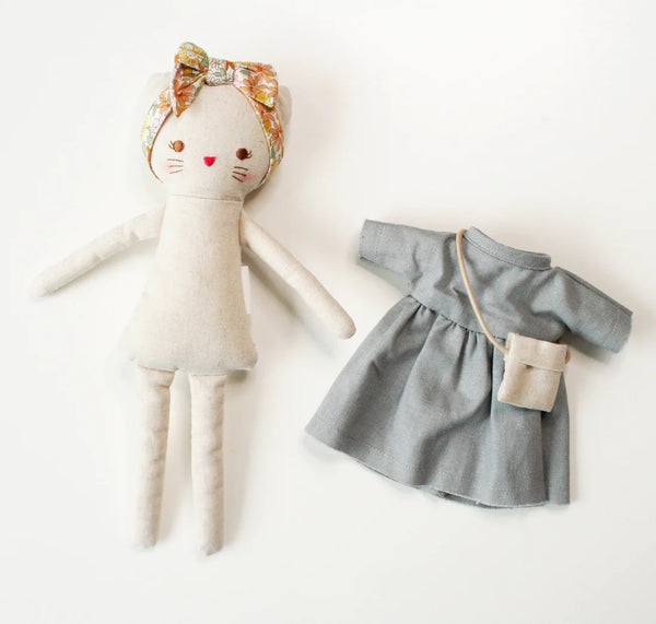 Mini Lilly Kitty 26cm Grey Linen - Where The Sidewalk Ends Toy Shop