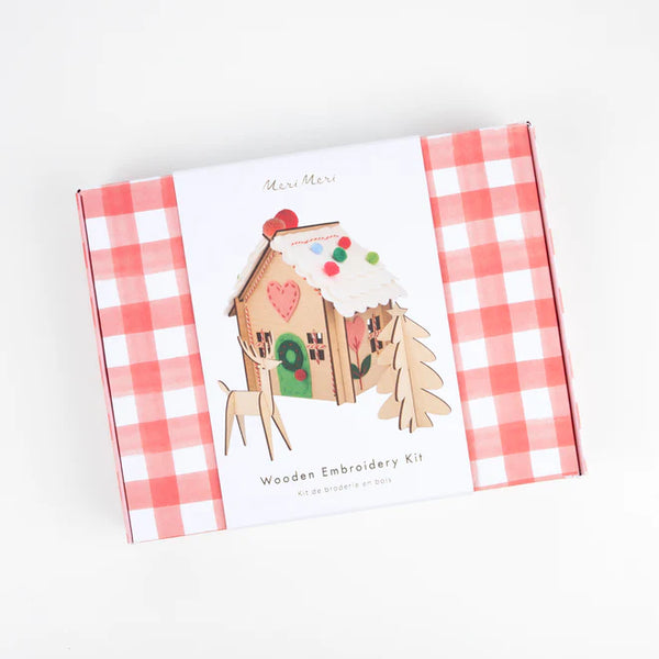 Wooden Embroidery Gingerbread House Kit - Where The Sidewalk Ends Toy Shop