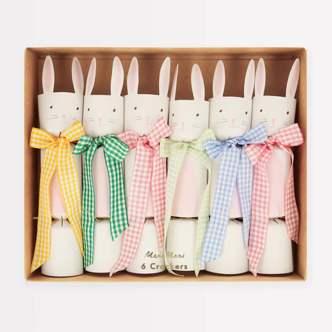 Gingham Bow Bunny Crackers - Where The Sidewalk Ends Toy Shop